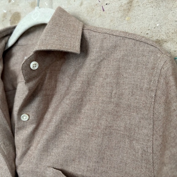 Emanuele Maffeis Herringbone Cotton Button Down Top - Picture 3 of 5